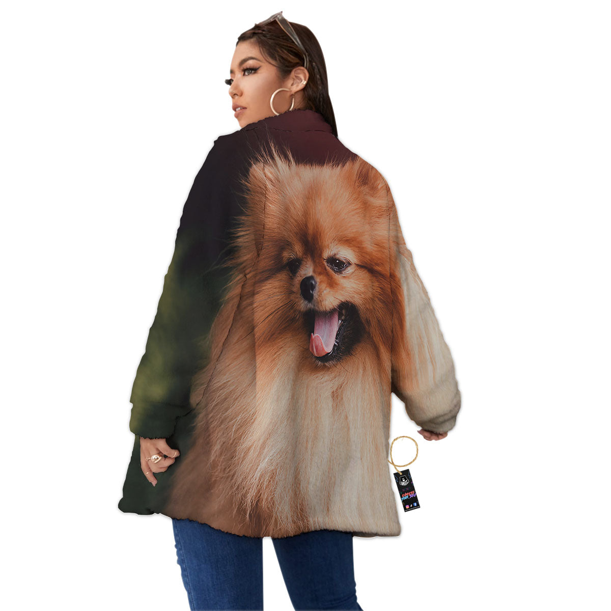 Portrait Vintage Pomeranian Women's Sherpa Jacket-grizzshop