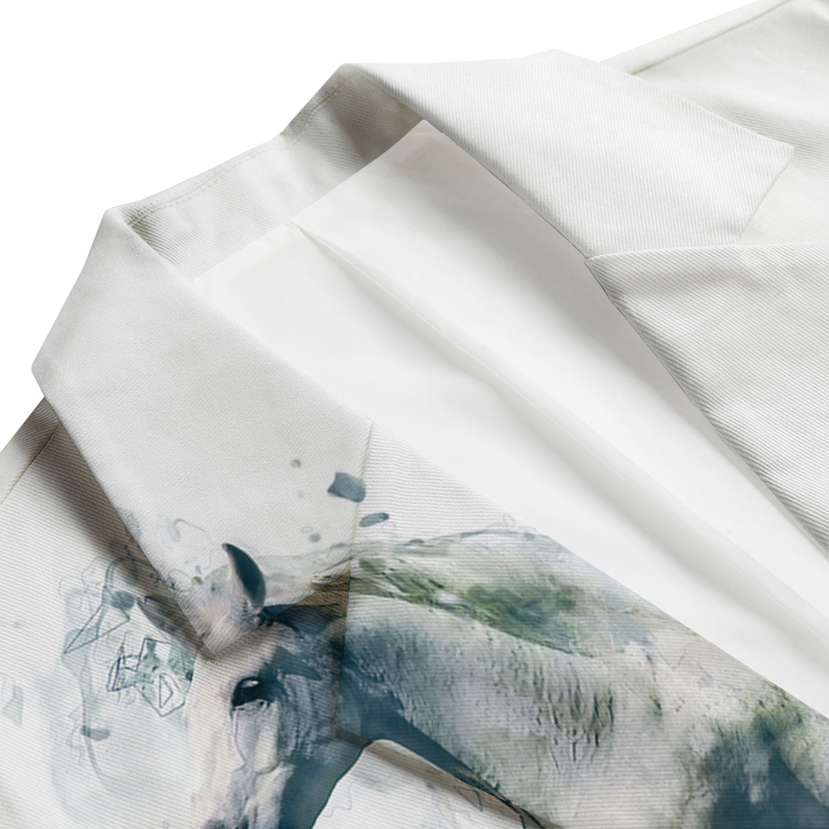 Portrait White Horse Print Men's Blazer-grizzshop