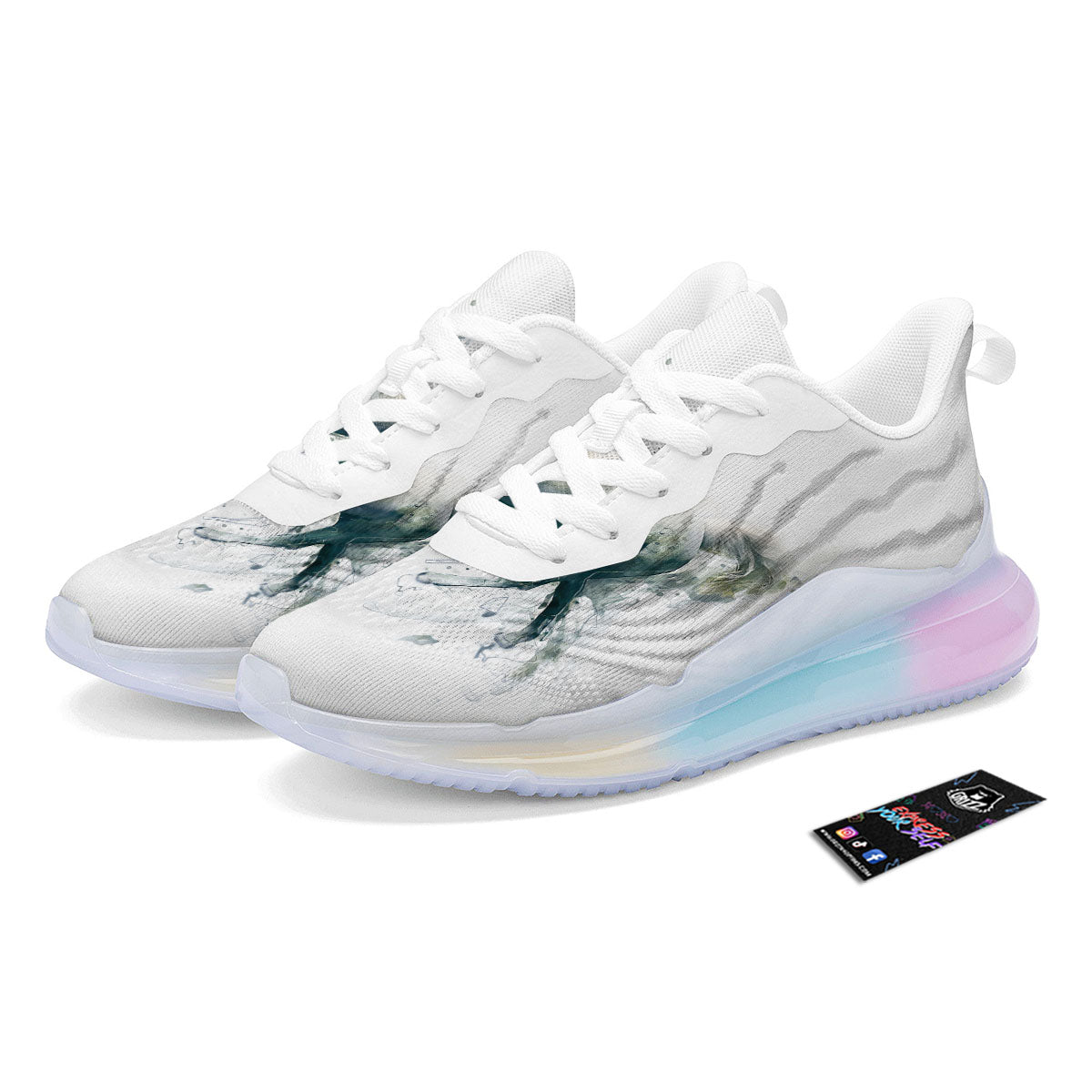 Portrait White Horse Print Running Sneakers-grizzshop