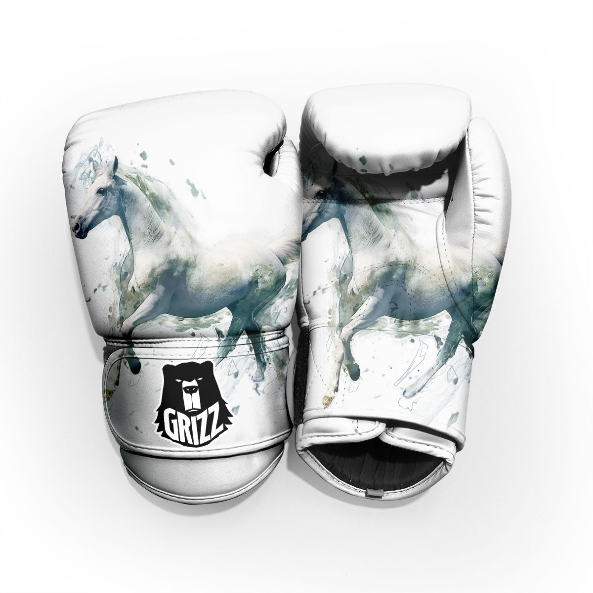 Portrait White Horse Print Pro Boxing Glove