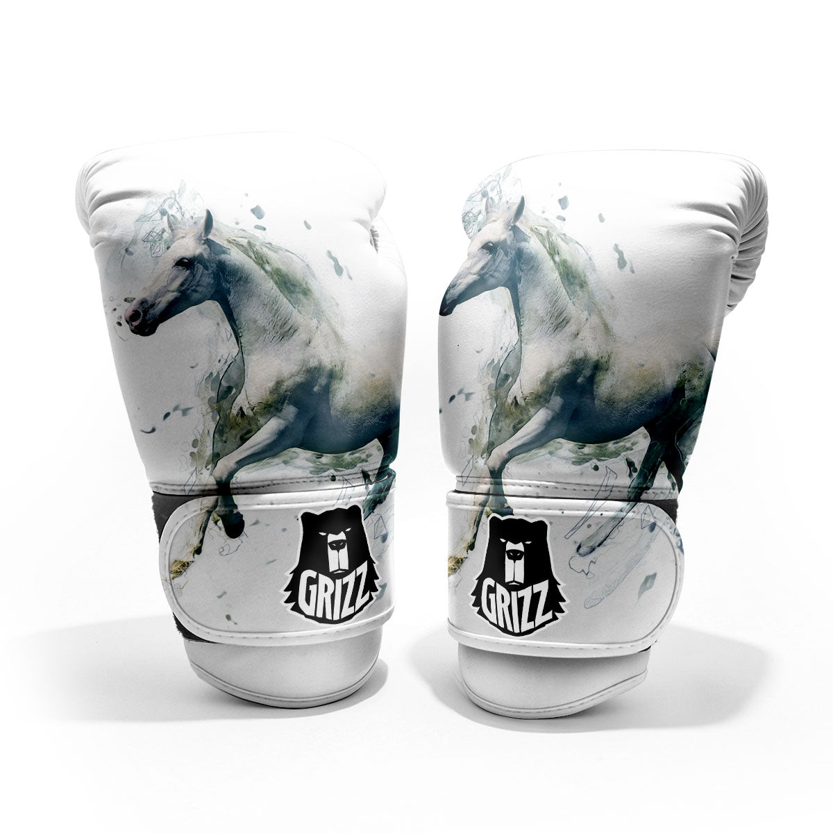Portrait White Horse Print Pro Boxing Glove
