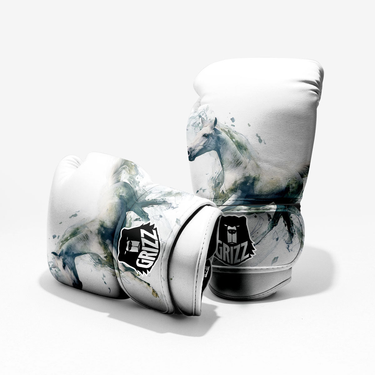 Portrait White Horse Print Pro Boxing Glove