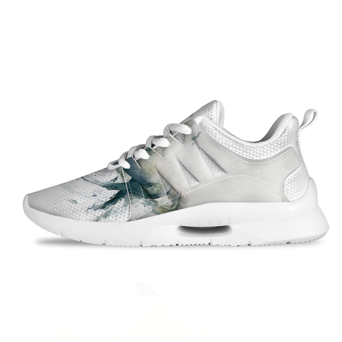 Portrait White Horse Print Tennis Shoes-grizzshop