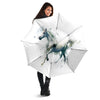 Portrait White Horse Print Umbrella-grizzshop