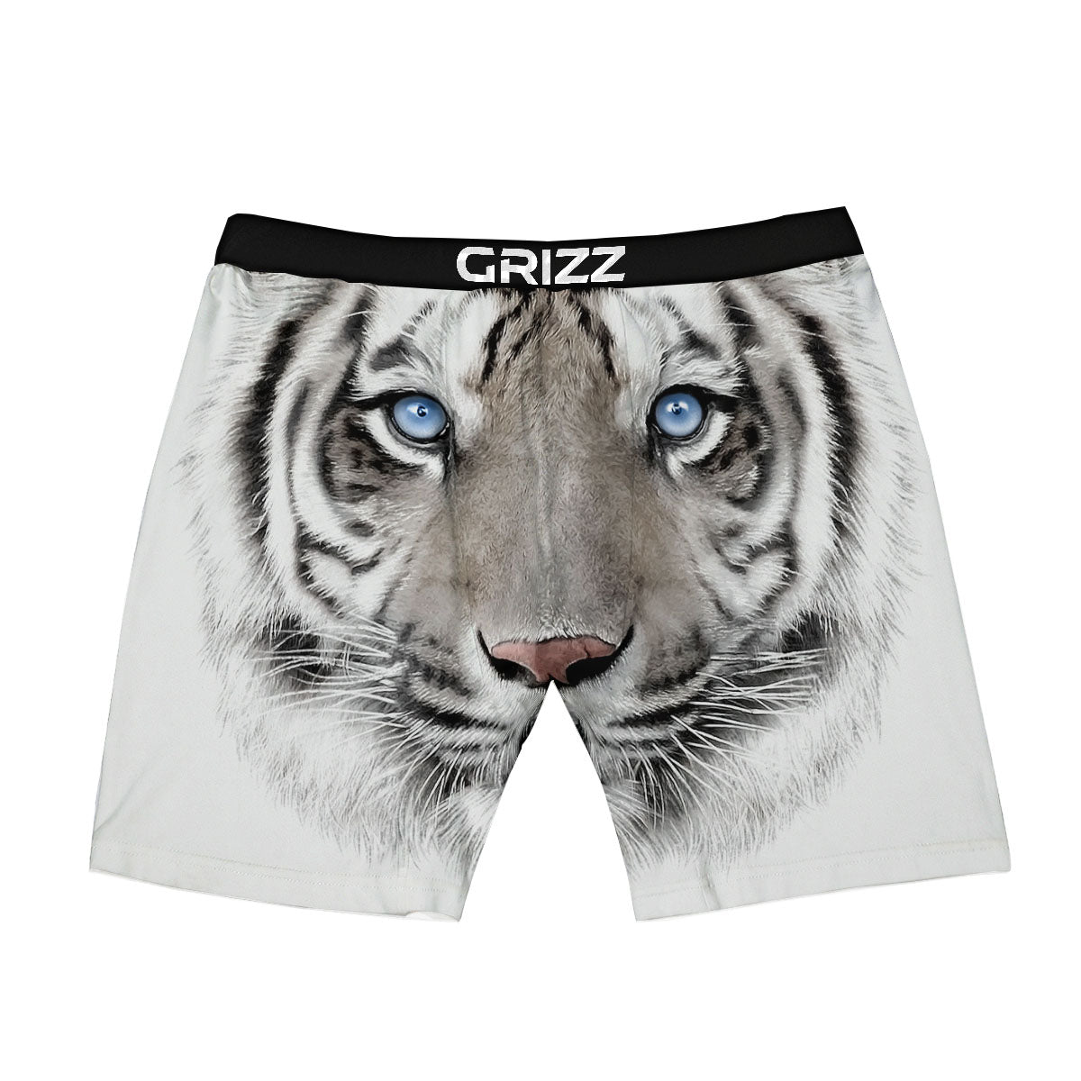 Portrait White Tiger Print Boxer Briefs-grizzshop