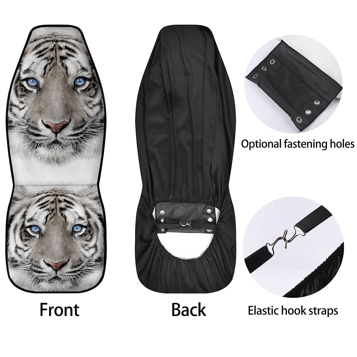 Portrait White Tiger Print Car Seat Covers-grizzshop