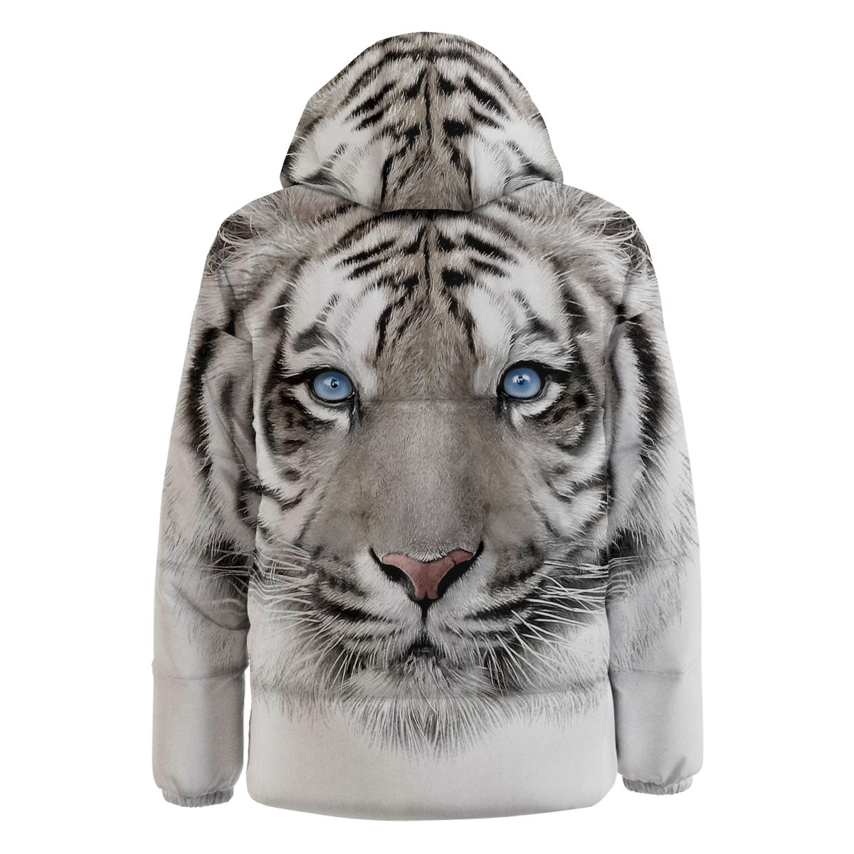 Portrait White Tiger Print Down Jacket-grizzshop
