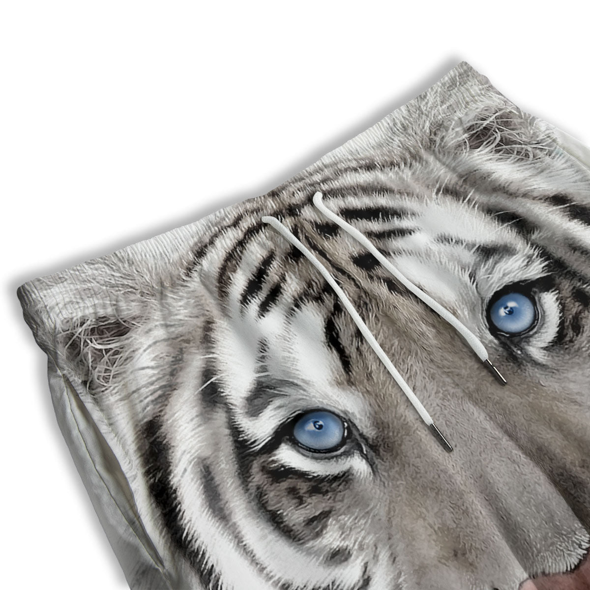 Portrait White Tiger Print Men's Athletic Shorts