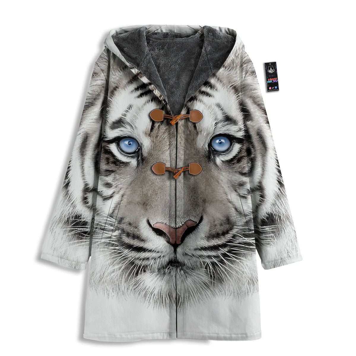 Portrait White Tiger Print Men's Windbreaker Jacket-grizzshop