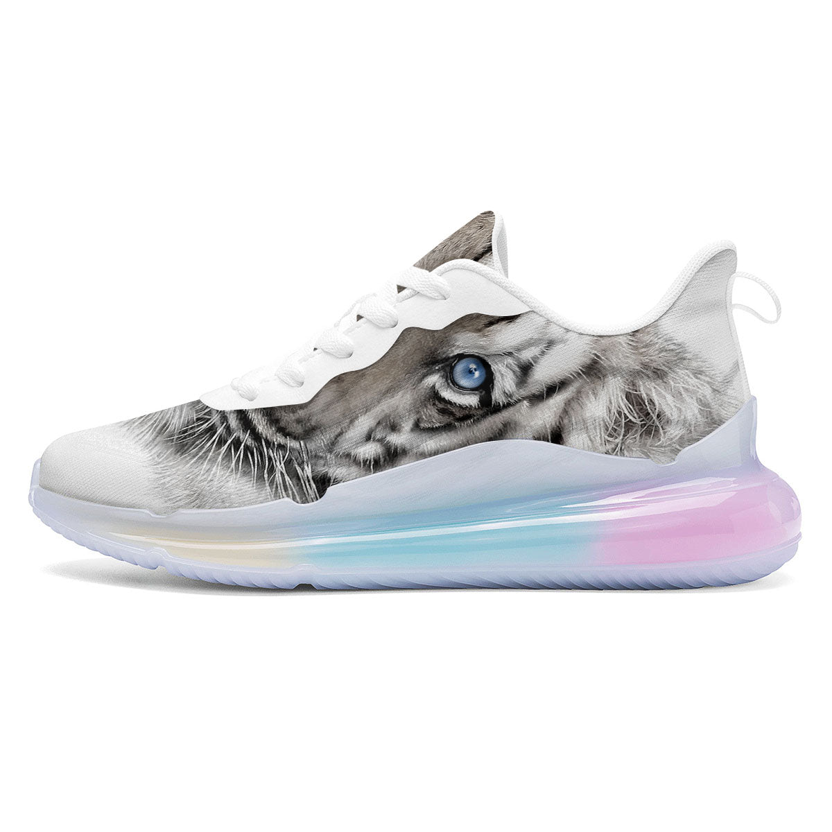 Portrait White Tiger Print Running Sneakers-grizzshop