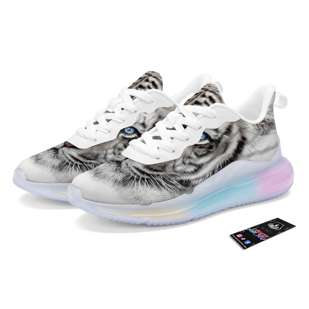 Portrait White Tiger Print Running Sneakers-grizzshop