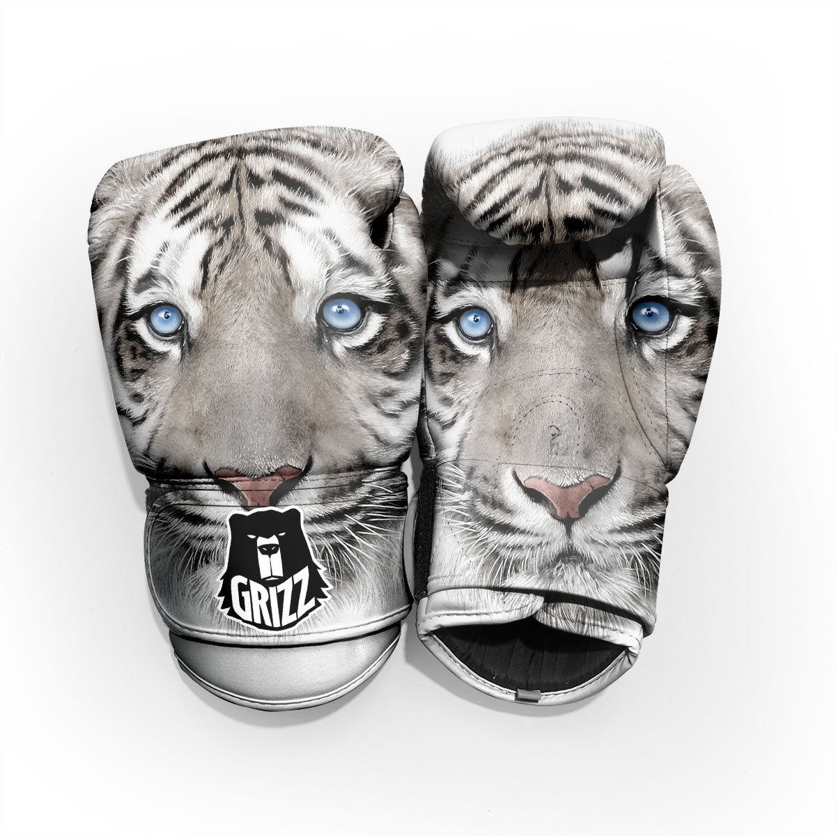 Portrait White Tiger Print Pro Boxing Glove
