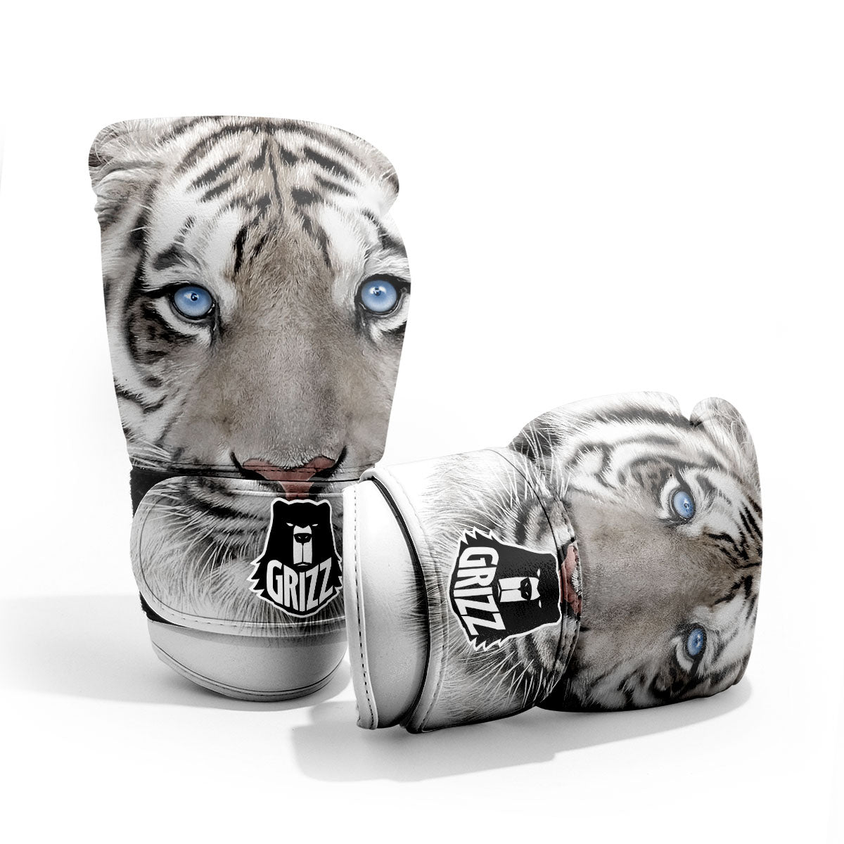 Portrait White Tiger Print Pro Boxing Glove
