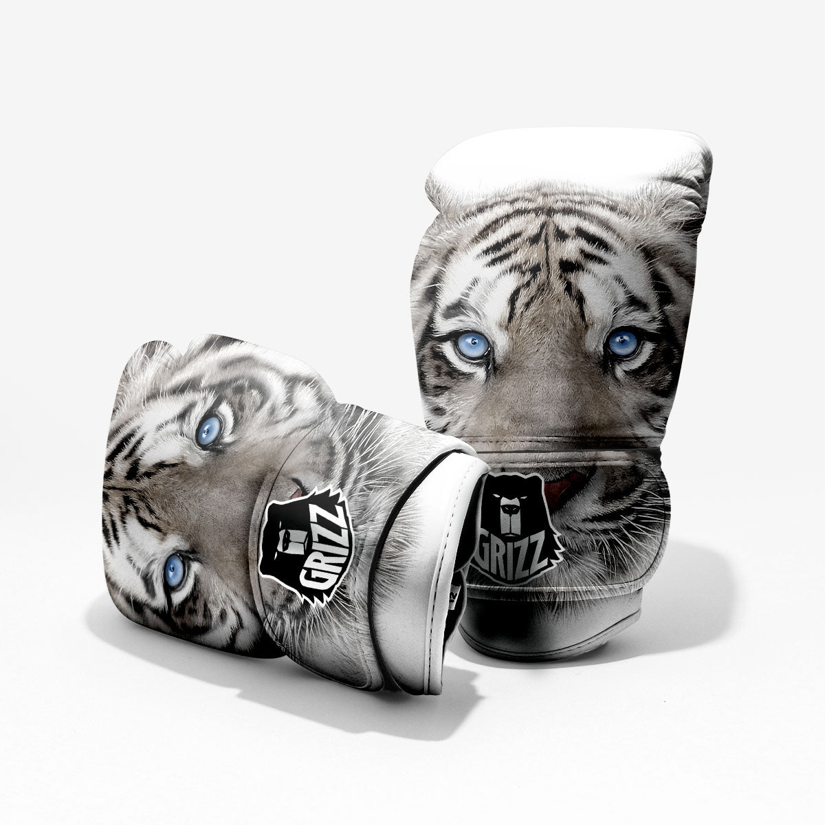 Portrait White Tiger Print Pro Boxing Glove