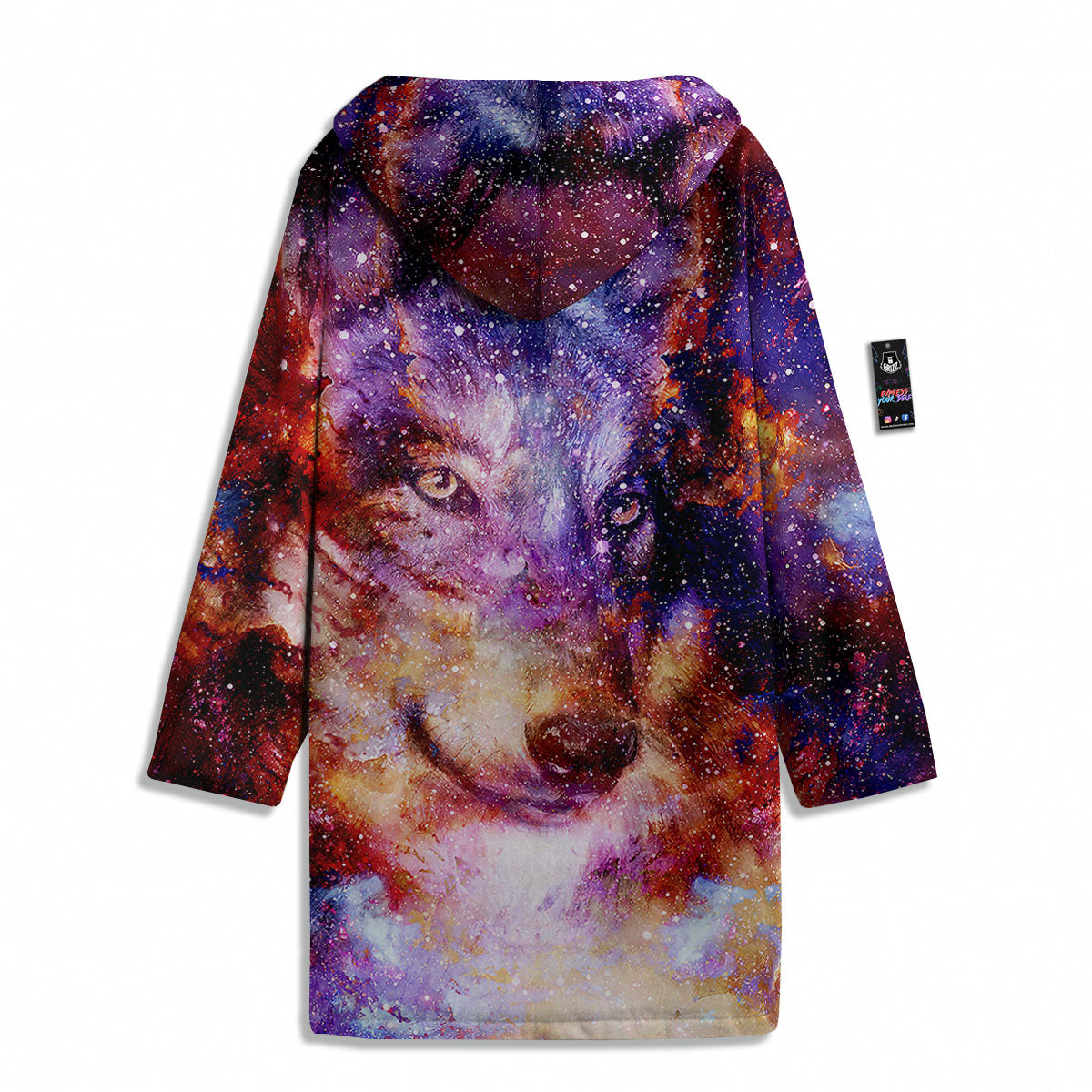 Portrait Wolf Galaxy Print Men's Windbreaker Jacket-grizzshop