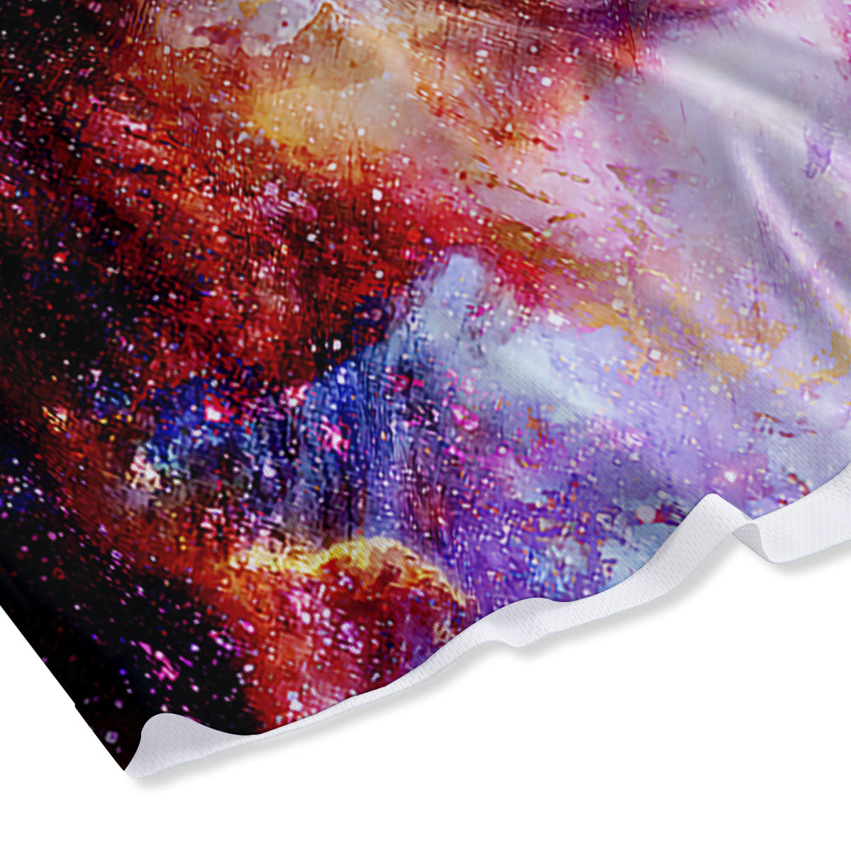 Portrait Wolf Galaxy Print Mesh Shorts