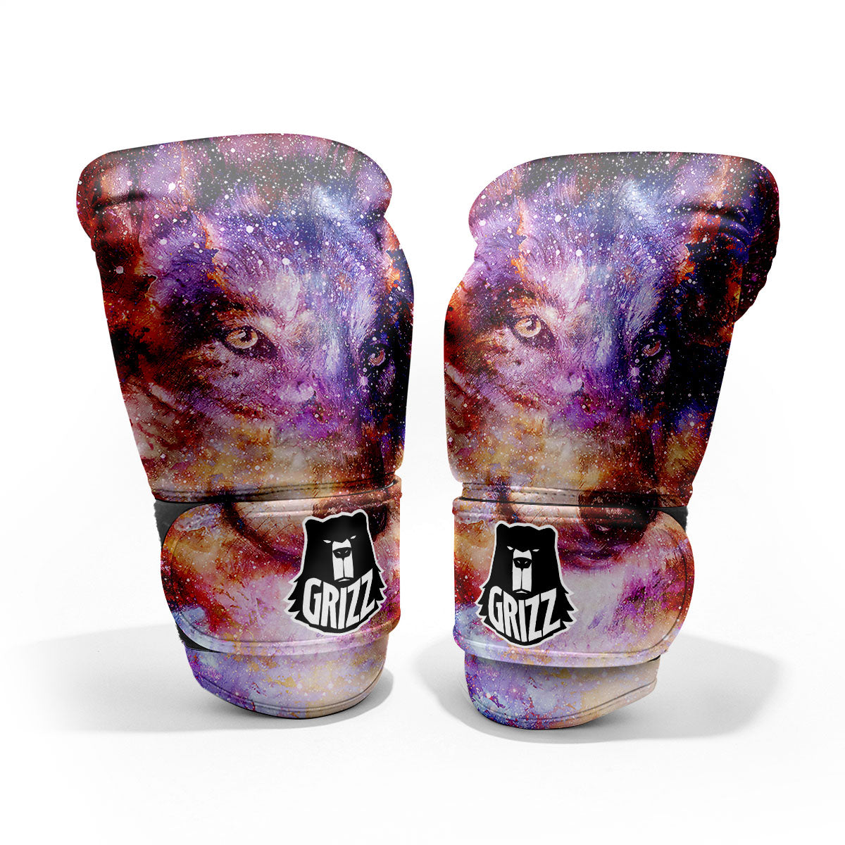 Portrait Wolf Galaxy Print Pro Boxing Glove
