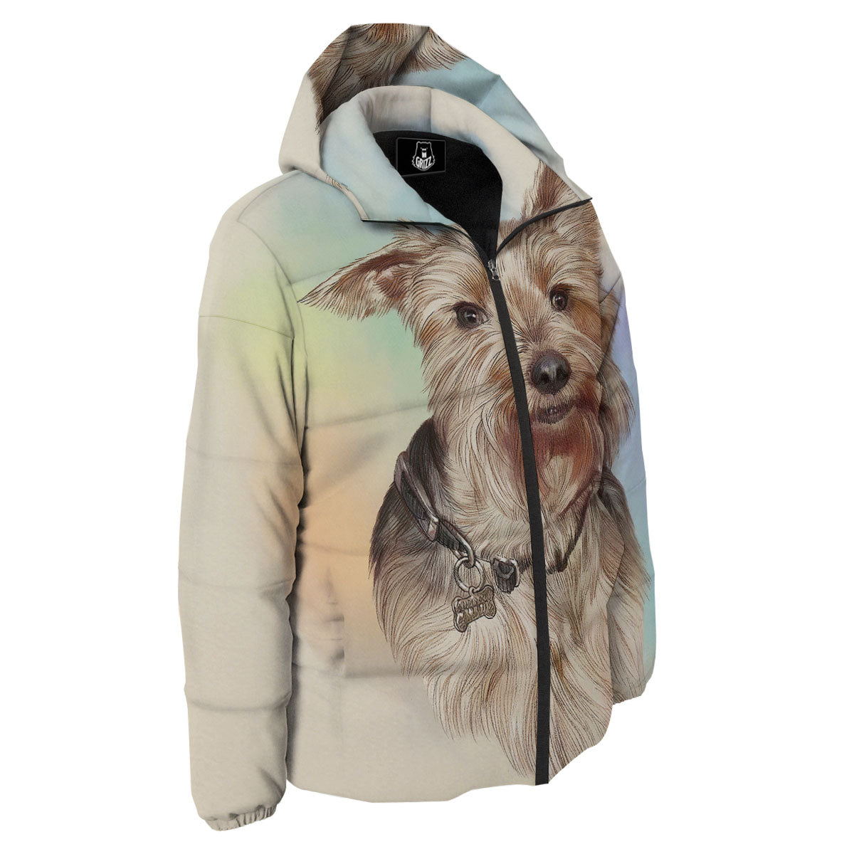 Portrait Yorkshire Terrier Print Down Jacket-grizzshop
