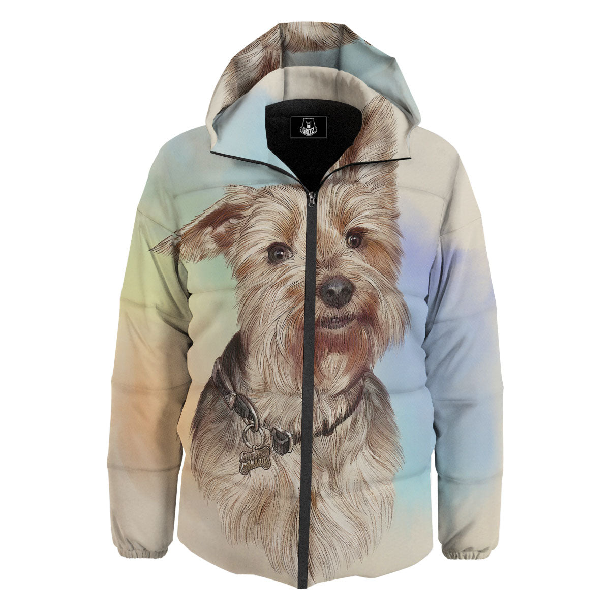 Portrait Yorkshire Terrier Print Down Jacket-grizzshop