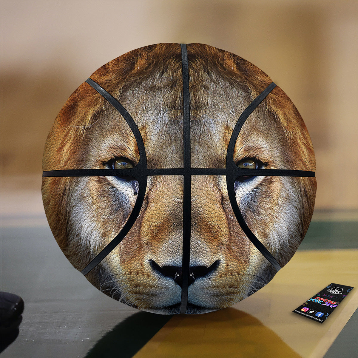 Portrait African Lion Print Basketball