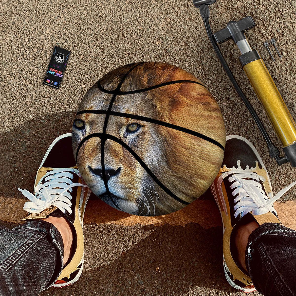 Portrait African Lion Print Basketball