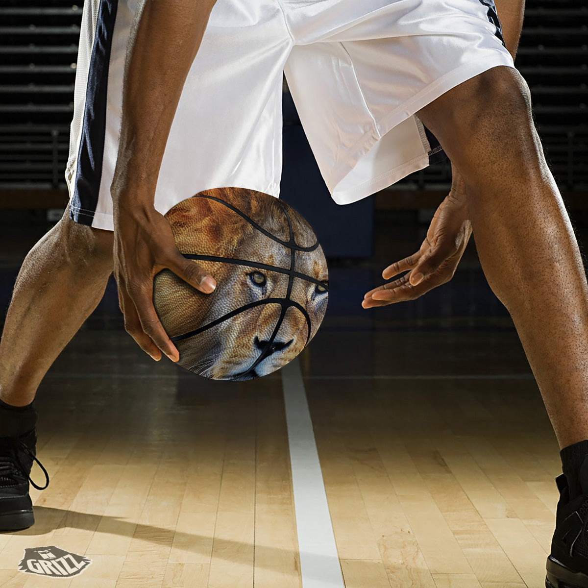 Portrait African Lion Print Basketball