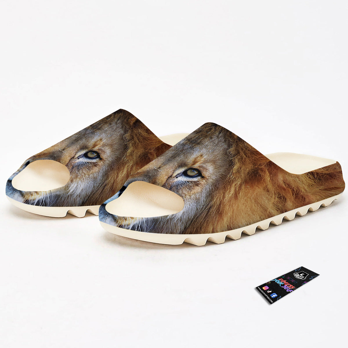 Portrait African Lion Print Sandals-grizzshop