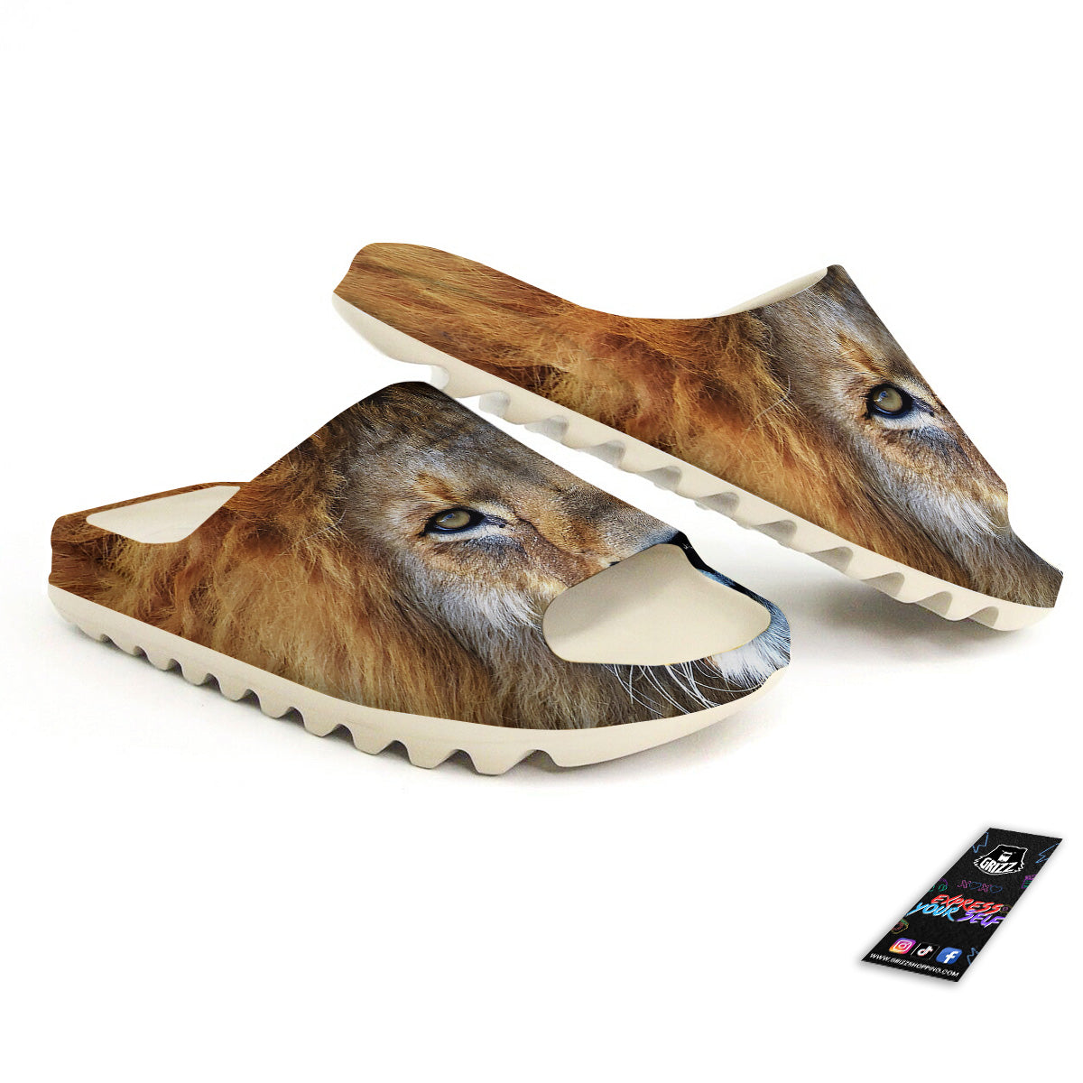 Portrait African Lion Print Sandals-grizzshop