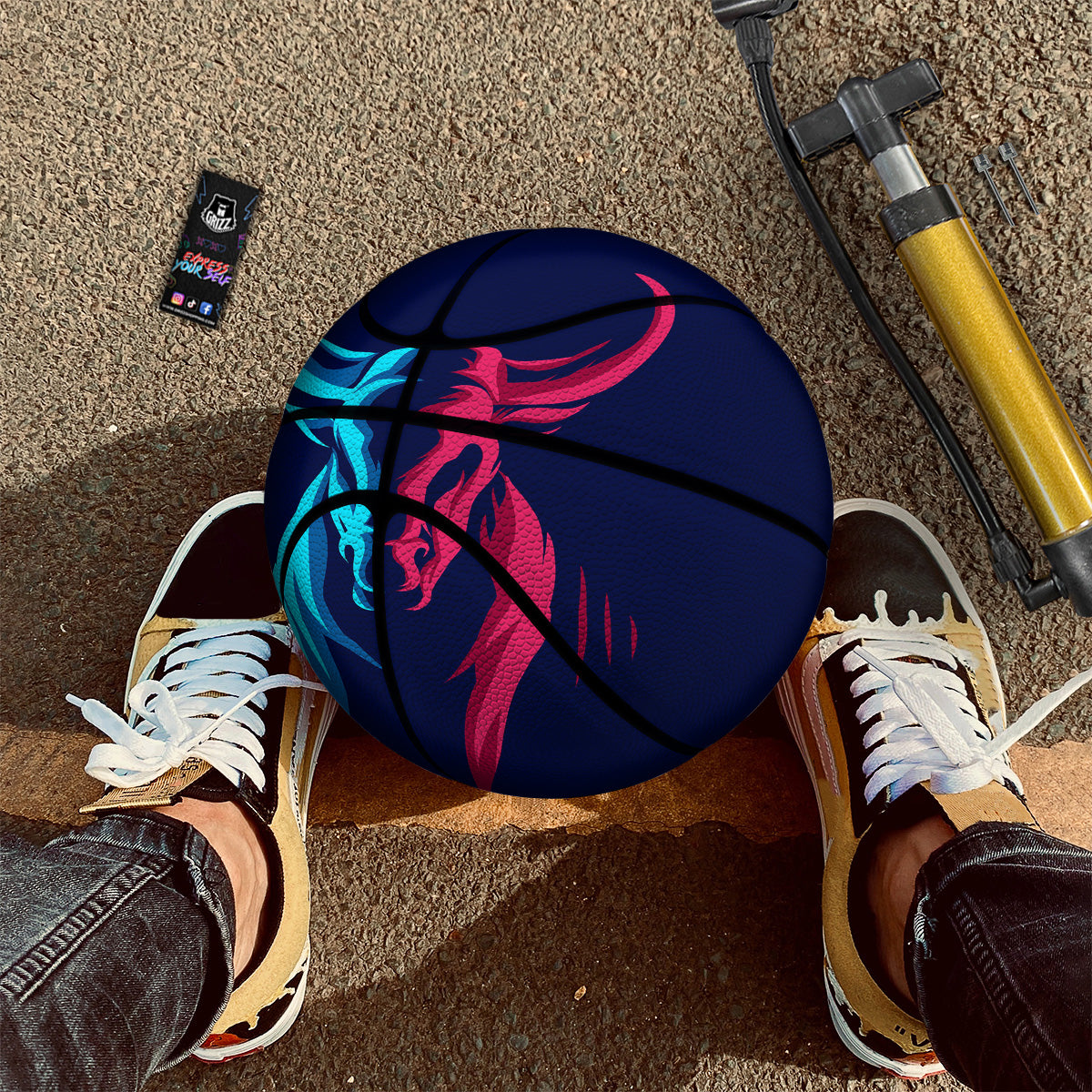 Portrait Bull Print Basketball