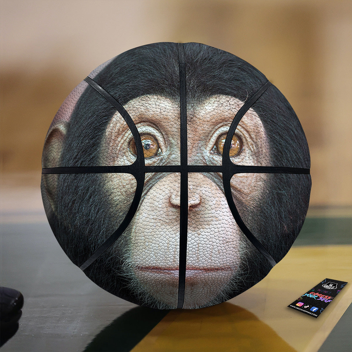 Portrait Chimpanzee Print Basketball