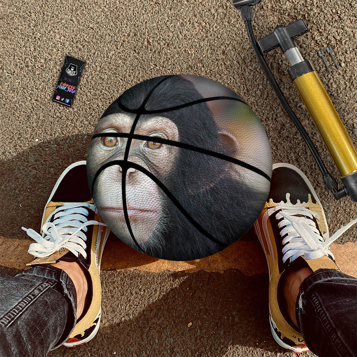 Portrait Chimpanzee Print Basketball