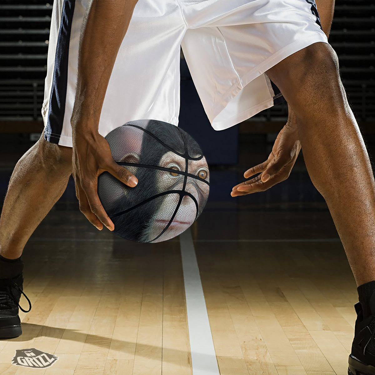 Portrait Chimpanzee Print Basketball