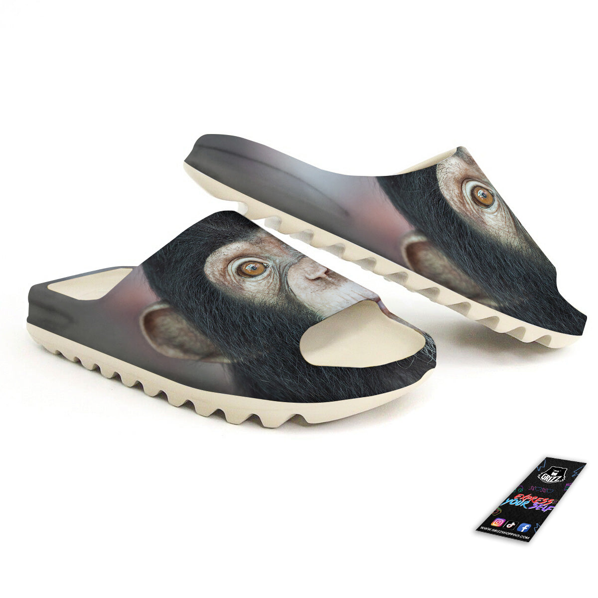 Portrait Chimpanzee Print Sandals-grizzshop