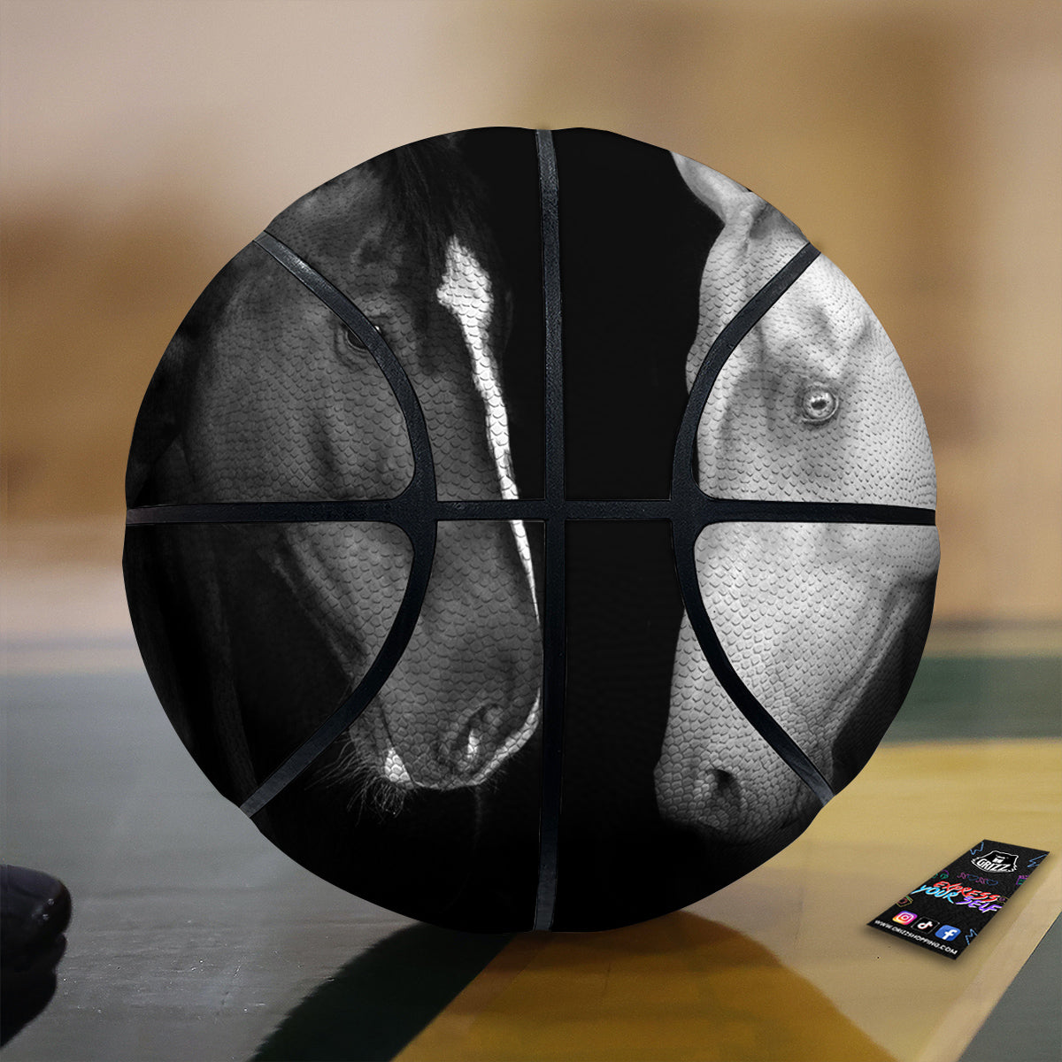Portrait Couple Horses Print Basketball
