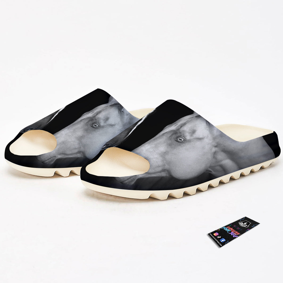 Portrait Couple Horses Print Sandals-grizzshop