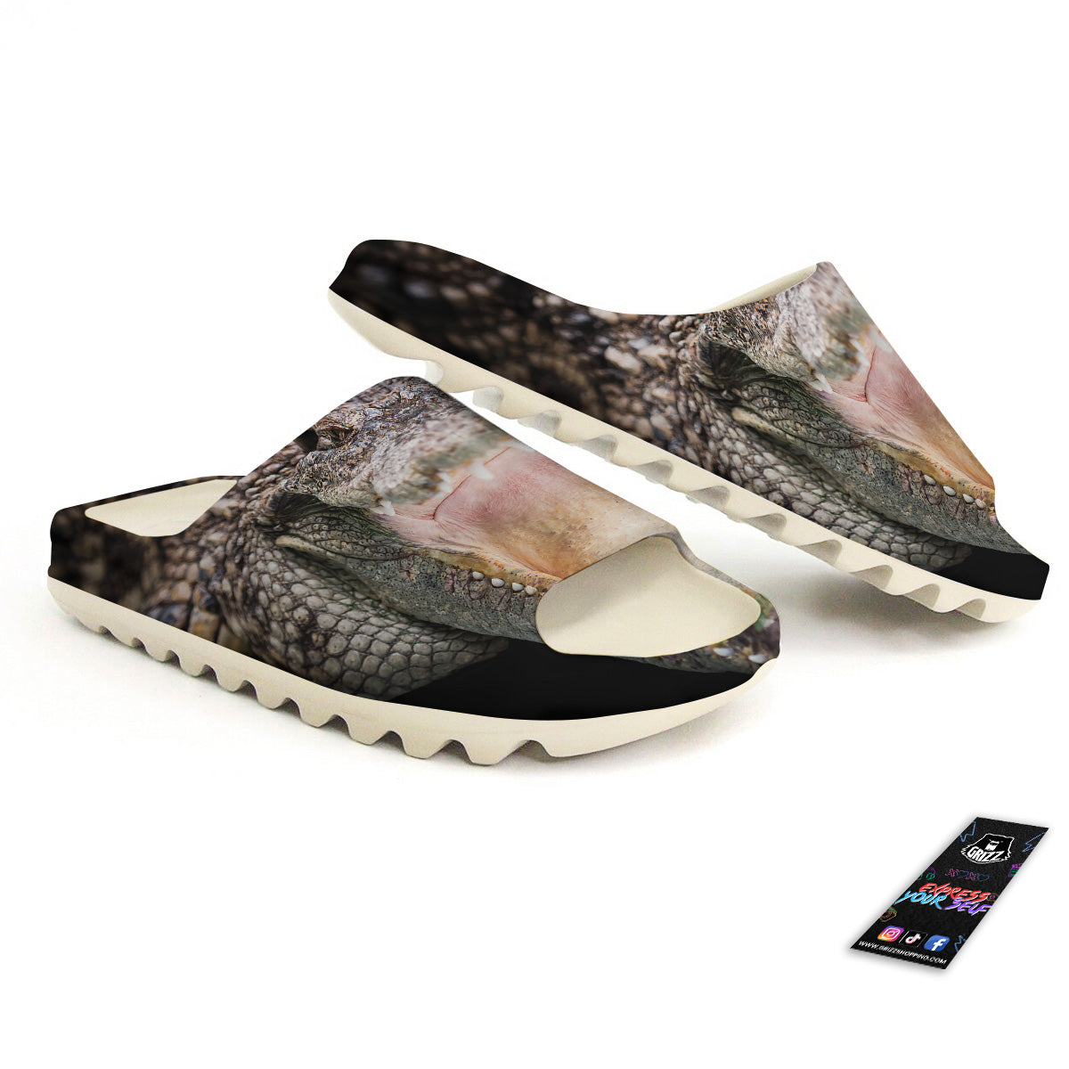 Portrait Crocodile Print Sandals-grizzshop