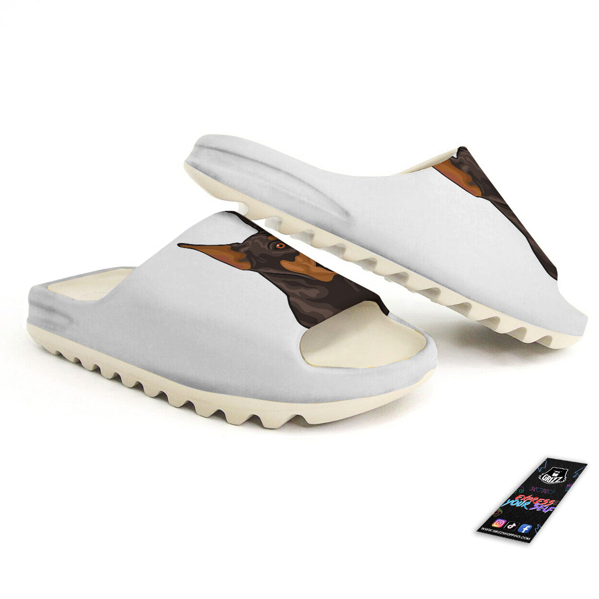 Portrait Dobermann Print Sandals-grizzshop
