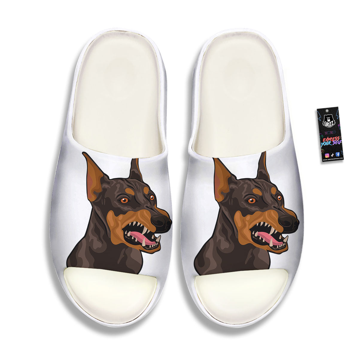 Portrait Dobermann Print Sandals-grizzshop