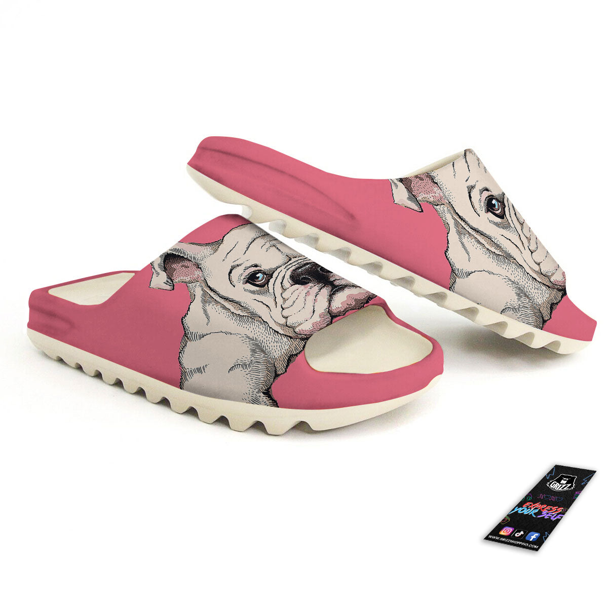 Portrait English Bulldog Print Sandals-grizzshop