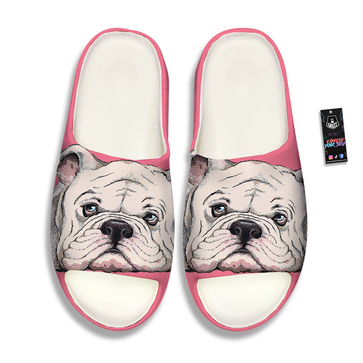 Portrait English Bulldog Print Sandals-grizzshop