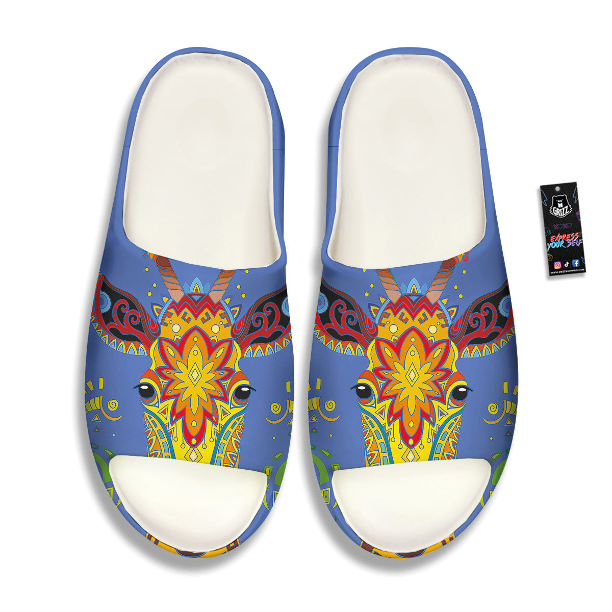 Portrait Giraffe Colorful Print Sandals-grizzshop