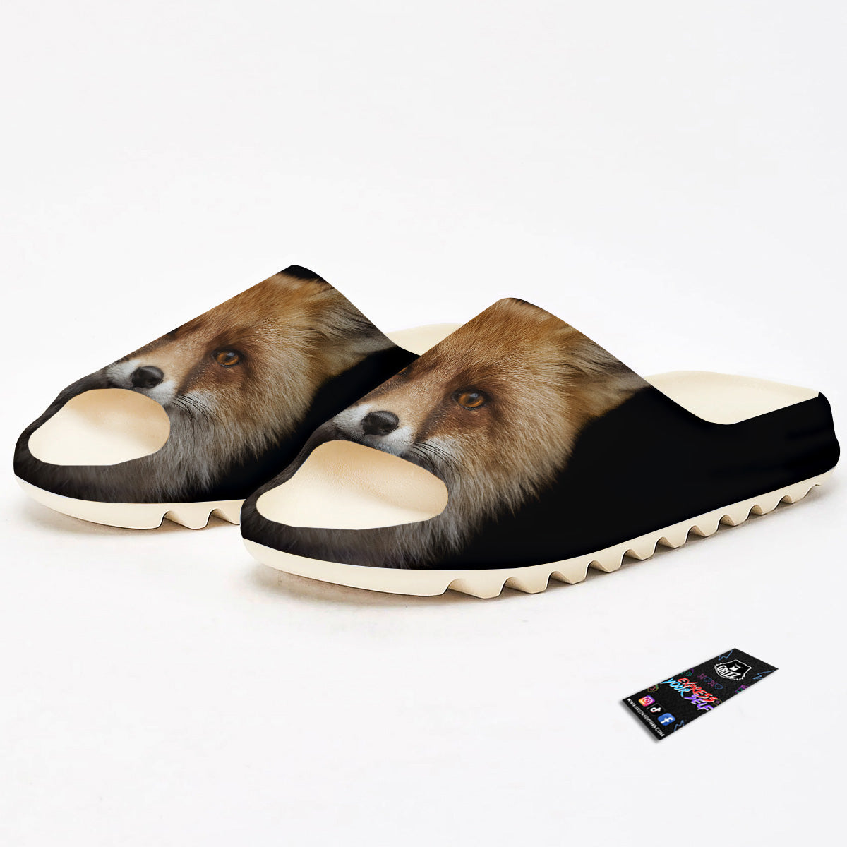 Portrait Head Fox Print Sandals-grizzshop