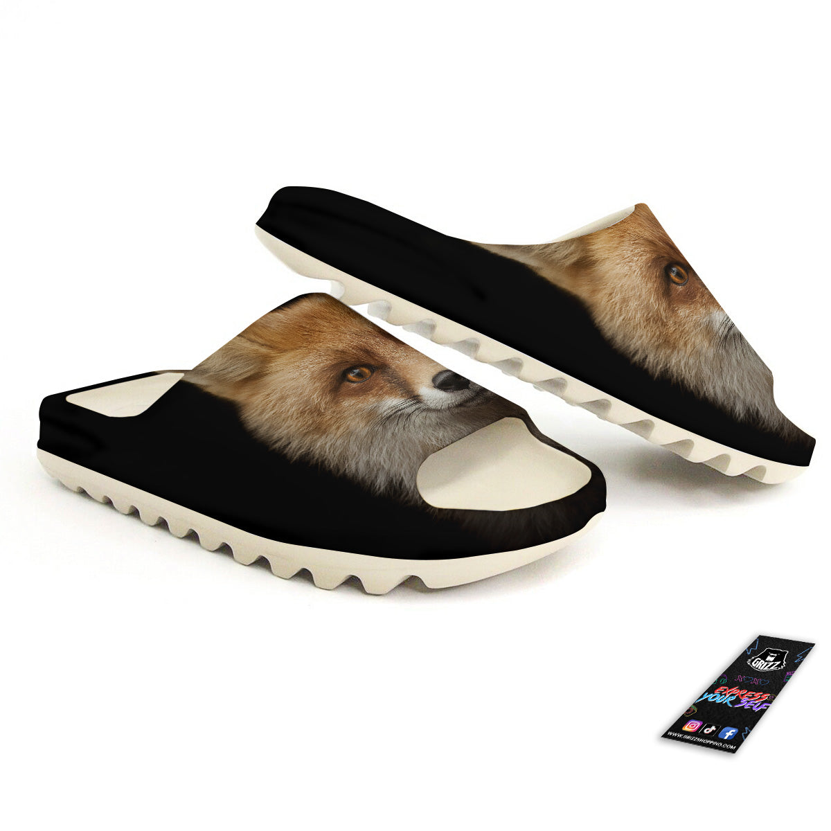 Portrait Head Fox Print Sandals-grizzshop