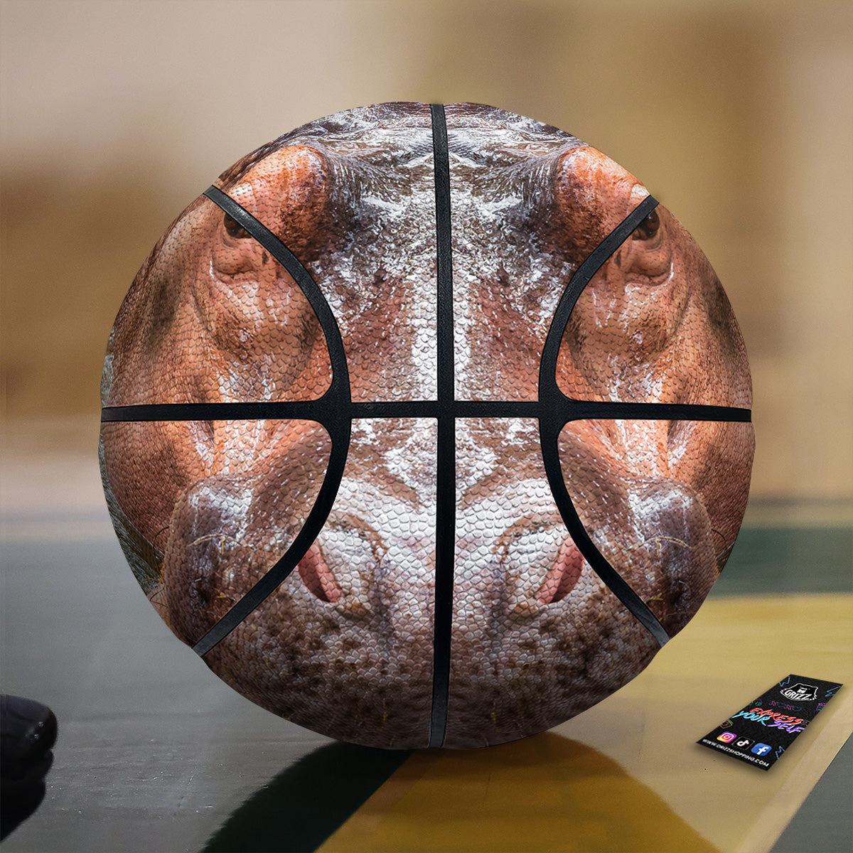Portrait Hippo Print Basketball