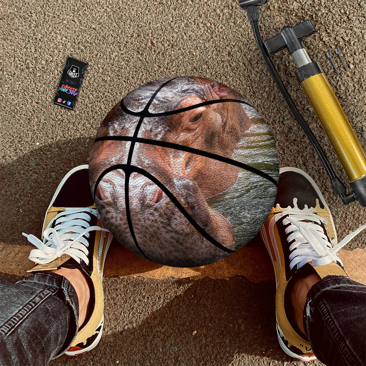 Portrait Hippo Print Basketball