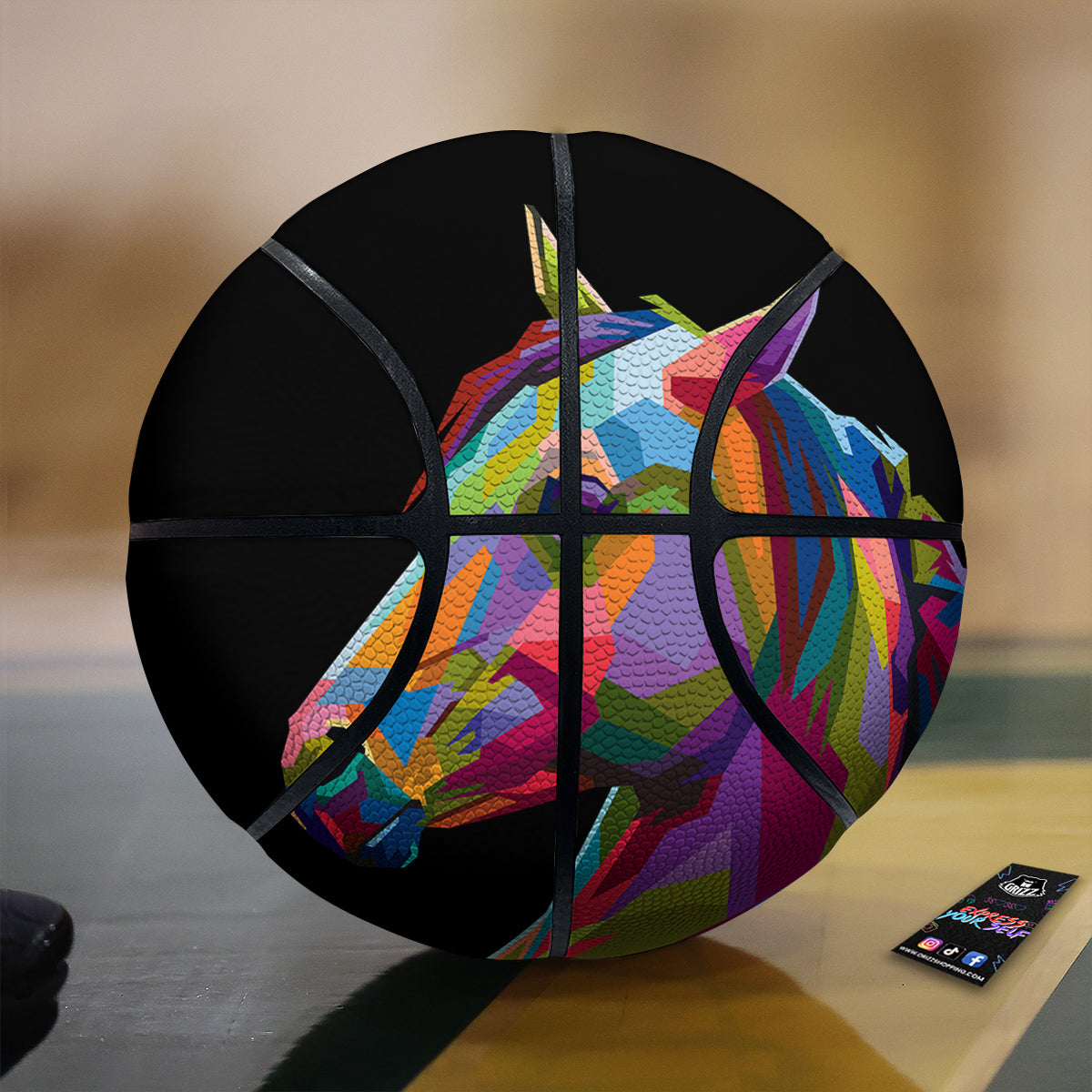 Portrait Horse Colorful Print Basketball