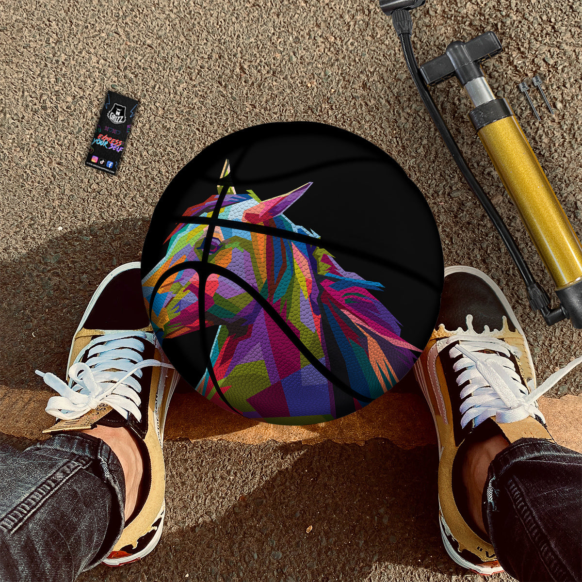 Portrait Horse Colorful Print Basketball