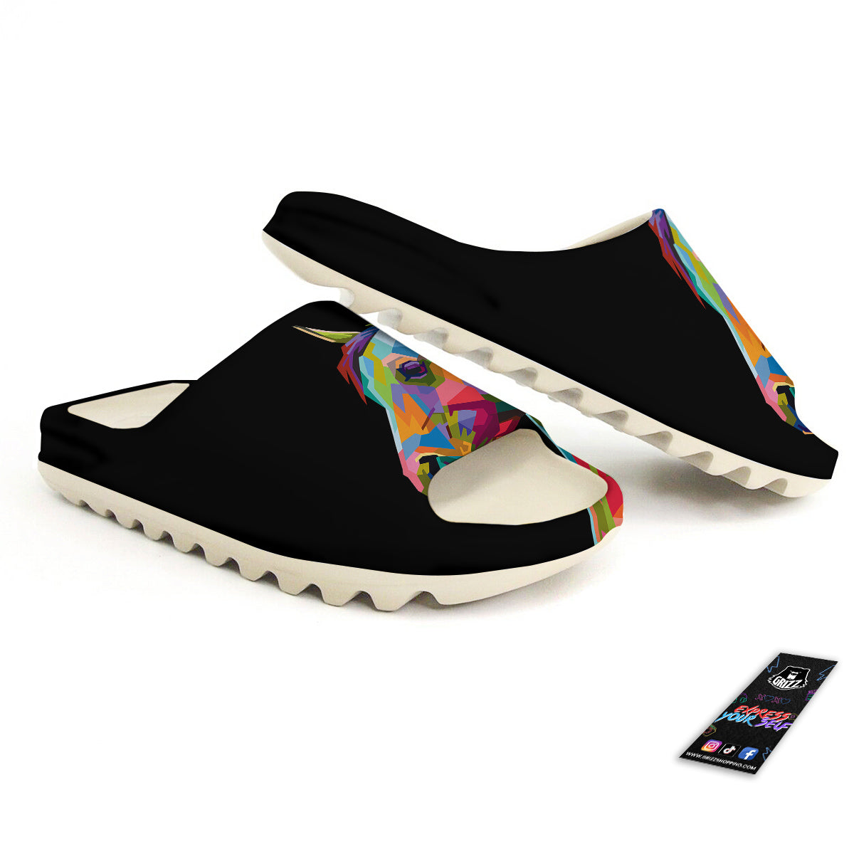 Portrait Horse Colorful Print Sandals-grizzshop