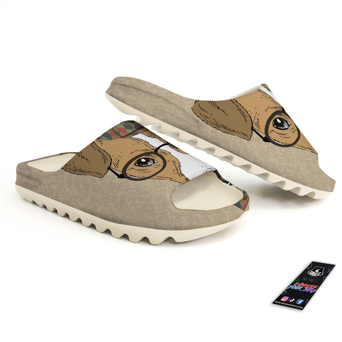 Portrait Jack Russell Terrier Print Sandals-grizzshop