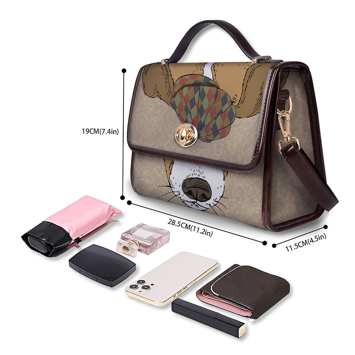 Portrait Jack Russell Terrier Print Women's Satchel Bag